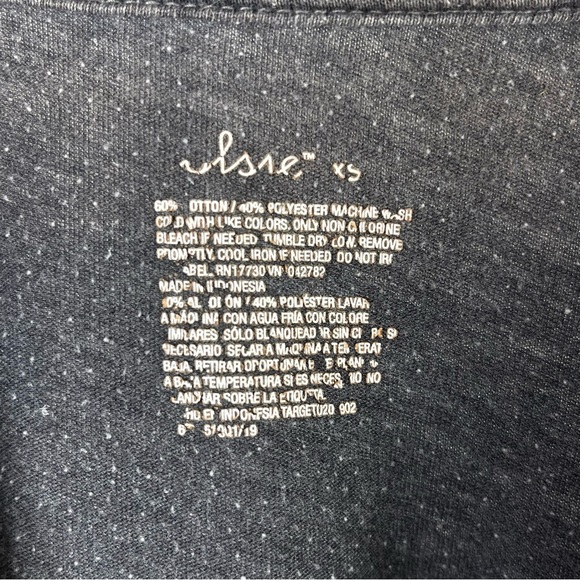 Colsie XS Small Oversized Boxy Acid Wash Charcoal Crewneck Crop Top Tee Shirt - Picture 3 of 4